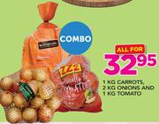 1kg Carrots, 2Kg Onions & 1Kg Tomatoes Combo-For All