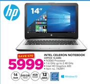 HP 14" Intel Celeron Notebook OFFICE 14-AMO