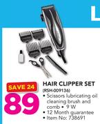 Logik Hair Clipper Set RSH-009136 Including Scissors Lubricating Oil, Cleaning Brush & Comb