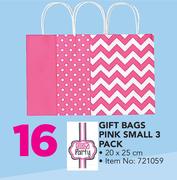 Simple Choice 3 Pack Gift Bags Pink Small 