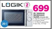 Logik 20Ltr Manual Microwave Silver P70H20L-SES