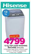 Hisense 13Kg Top Load Washing Machine WTX1302S