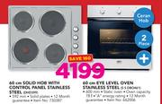 Defy 60cm Solid Hob With Control Panel Stainless Steel DHD399 Plus 60cm Eye Level Oven  SS DBO461