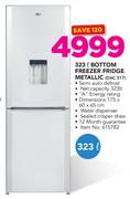 Defy 323Ltr Bottom Freezer Fridge Metallic DAC 517