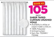 Always Home Sheer Taped Curtain Crushed Voile-Each