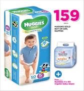 Huggies Gold Boy Or Girl Nappies Plus Bumbies 4 x 60 Regular Baby Wipes