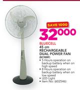 Bluecell 45cm Rechargeable Dual Power Fan BC98RF