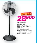 Logik 45cm High Velocity Pedestal Fan HVP-45