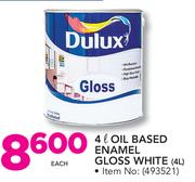 Dulux 4Ltr Oil Based Enamel Gloss White 