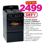 Defy 4 Plate Solid Stove Compact Black STOVE DSS514