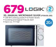 Logik 20Ltr Manual Microwave Silver P70H20L-SES