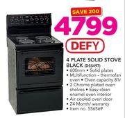 Defy 4 Plate Solid Stove Black DSS497
