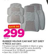 Stingray Rubber Velour Car Mat Set Grey 4 Piece MAT GREY-Per Set
