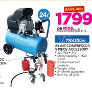 Tradeair 24 Air Compressor 5 Piece Accessory