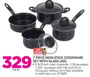 Bon Voyage 7 Piece Non Stick Cookware Set With Glass Lids-Per Set
