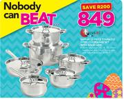 Tissolli Saphir 12 Piece Stainless Steel Cookware Set With Solid Lids