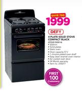 Defy 4 Plate Solid Stove Compact Black STOVE DSS514