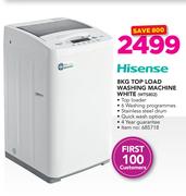 Hisense 8Kg Top Load Washing Machine White WTS802