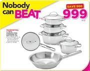 Tramontina 11 Piece Stainless Steel Cookware Set With Solid Lids-Per Set