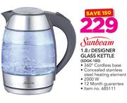 Sunbeam 1.8Ltr Designer Glass Kettle SDGK-180