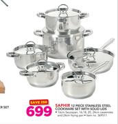 Saphir 12 Piece Stainless Steel Cookware Set With Solid Lids