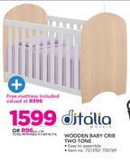 Ditalia Wooden Baby Crib Two Tone