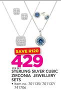 Sterling Silver Cubic Zirconia Jewellery Sets-Per Set