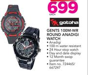 Gotoha Gents 100M-WR Round Anadigi Watch-Each