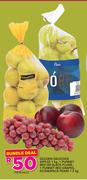 Golden Delicious Apples 1Kg,1 Punnet Red Or Black Plums,1 Punnet Red Grapes & Pears 1.5Kg-Per Bundle