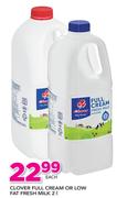 Clover Full Cream Or Low Fat Fresh Milk-2Ltr