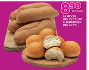 Hotdog Rolls-6's Or Hamburger Rolls-6's Per Pack
