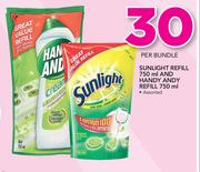 Sunlight Refill-750ml & Handy Andy Refill 750ml-Per Bundle