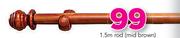 Decorland 34mm Wood Rod(Mid Brown)-2.5m