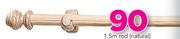 Decorland 34mm Wood Rod(Natural)-2.5m