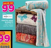 Mainstays Printed Mink Blankets-Each