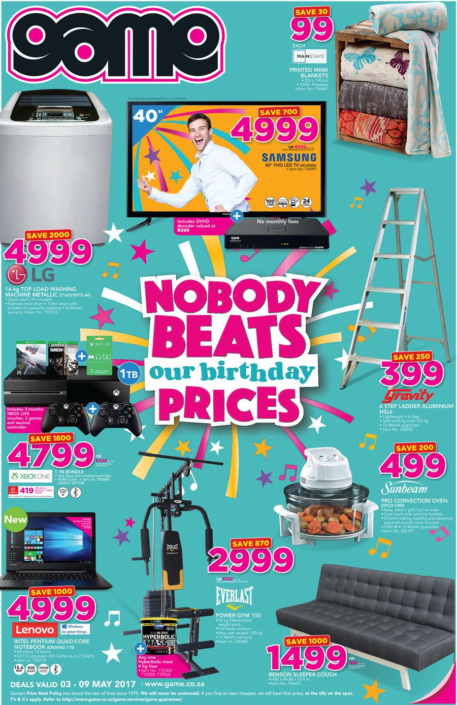 Game Nobody Beats Our Birthday Prices 3 May 9 May 2017 Www