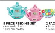 Baby Care 5 Piece Feeding Set In Assorted Colours-Each