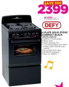Defy 4 Plate Solid Stove Compact Black STOVE DSS514