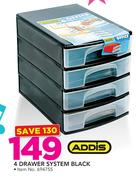 Addis 4 Drawer System Black