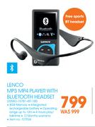 Lenco MP3 MP4 Player With Bluetooth Headset XEMIO-767BT + BT-100