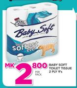 Baby Soft Toilet Tissue 2 Ply 9's Per Pack