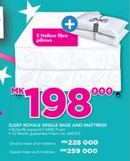 Sleep Royale Double Base And Mattress  With 2 Hollow Fibre Pillows