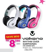 Volkano Rhythm Over Earphones VK-20000-WT-Each