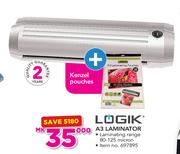 Logik A3 Laminator With Kenzel Pouches