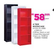 4 Tier Bookcase In Black, White Or Red-Each