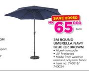 3M Round Umbrella Navy Blue Or Brown