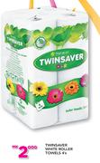 Twinsaver White Roller Towels-4's