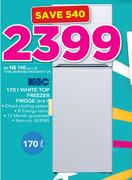 KIC 170Ltr White Top Freezer Fridge 518 1