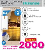Hisense Dual Sim Smartphone INFINITY F20 With Free Speaker And Phone Cover