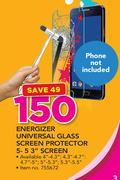 Energizer Universal Glass Screen Protector 5-5.3" Screen Without Phone